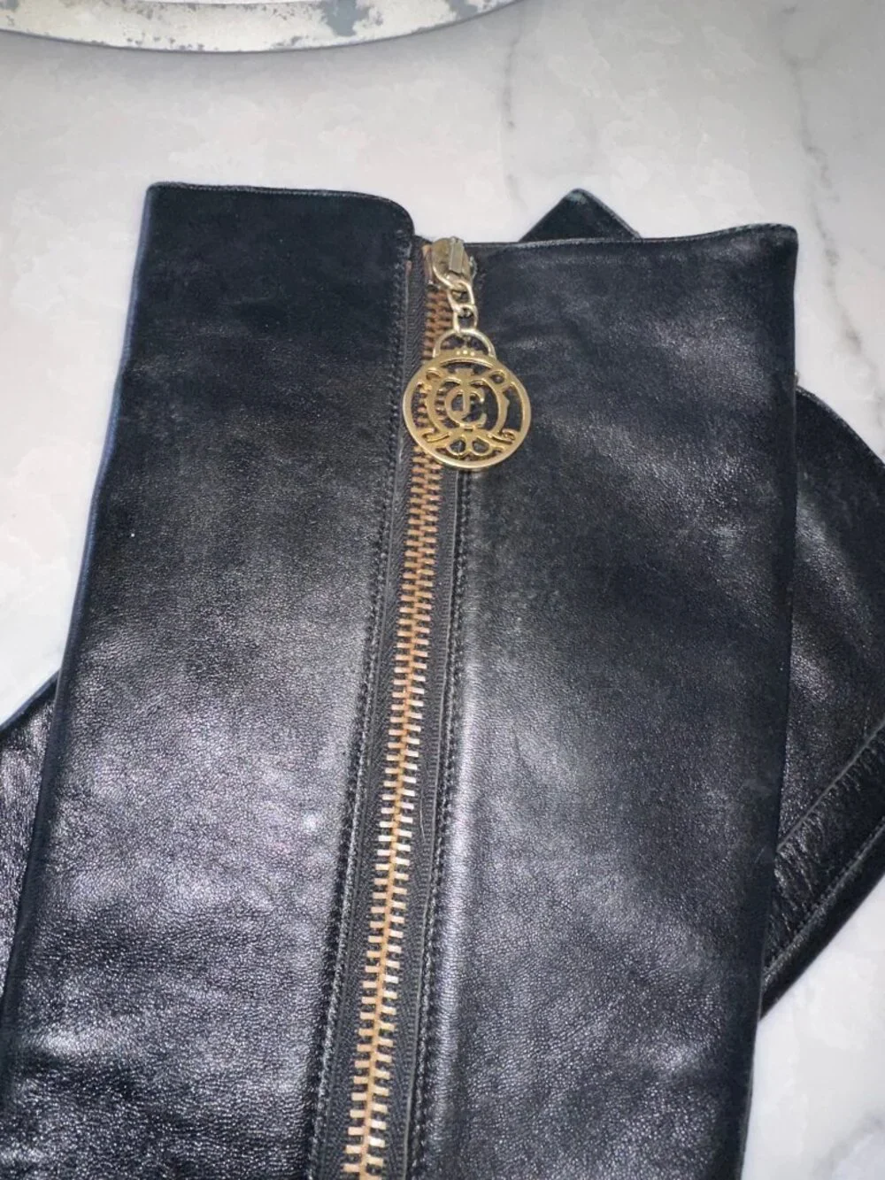 Juicy Couture Black Leather Knee-High Boots